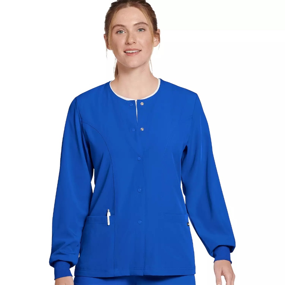 Jockey Scrubs  Blue Classic Round Neckline Snap Jacket  Size 2X